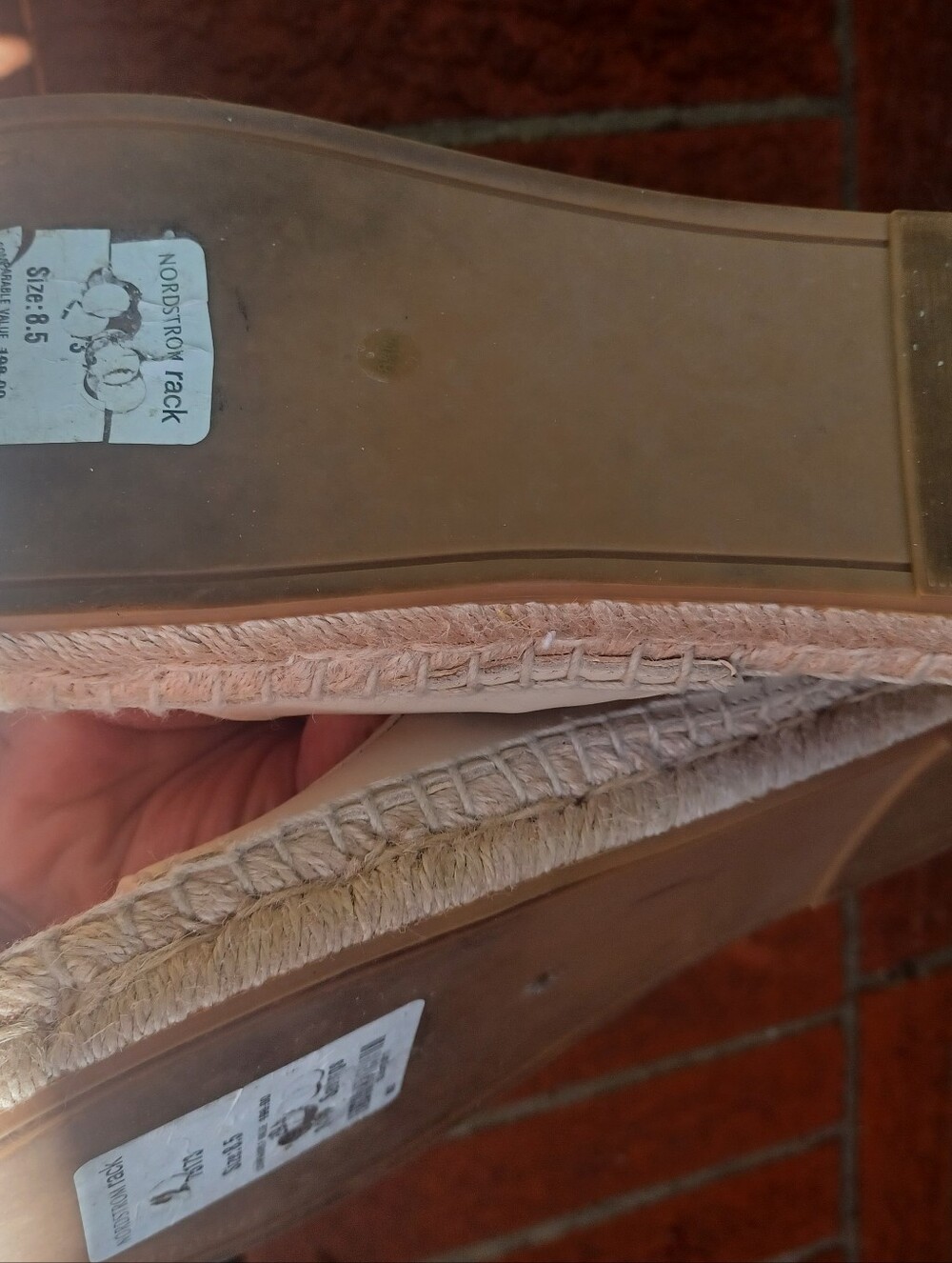 Tory Burch Cream Leather Double Buckle Espadrille Slides - Picture 5 of 7